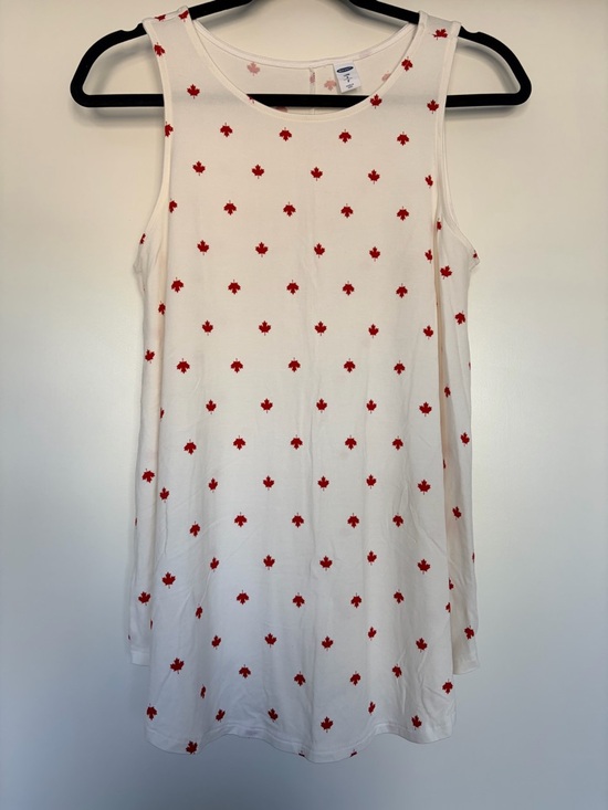 Old Navy Tops - Old Navy Luxe White Tank Top with Red Maple Motif